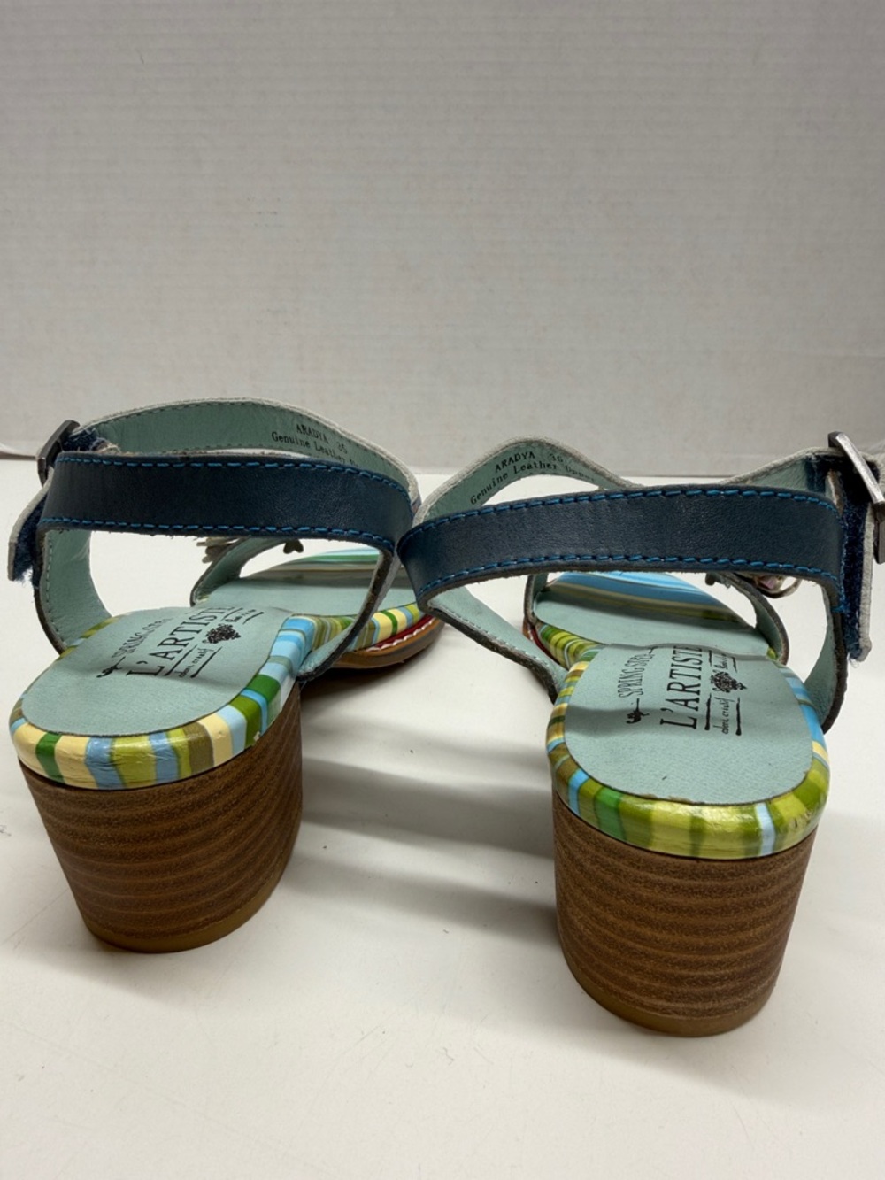 L’Artiste By Spring Step Aradya Leather Sandals Shoes Block Heel Colorful Size 5 - Picture 5 of 10